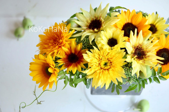 花教室 生花 ひまわり 心花 Kokohana
