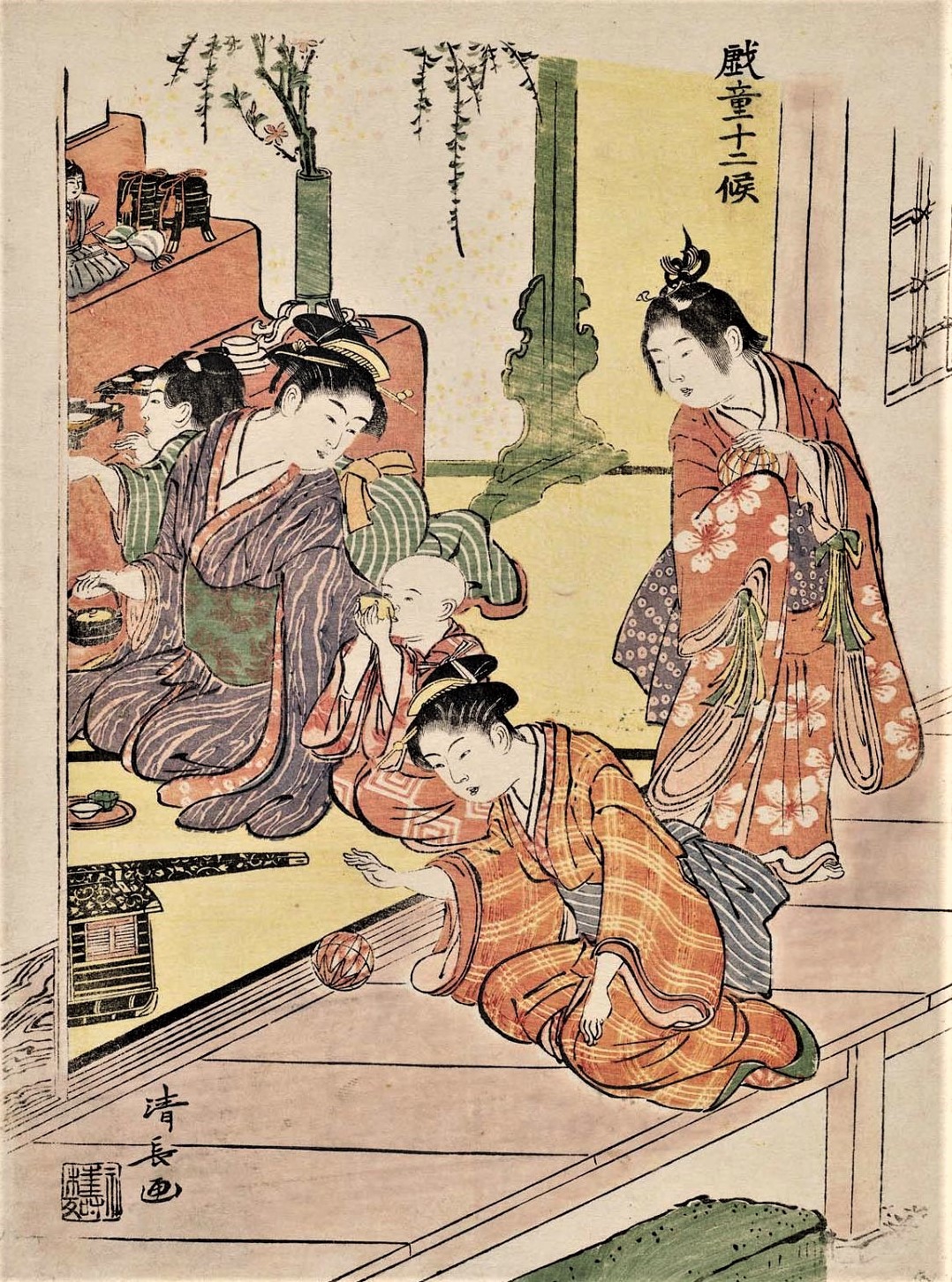 神田三千枝　「母と子」岩絵具下絵2点 江戸の名所「神田」②三河町と鎌倉町 | 粋なカエサル