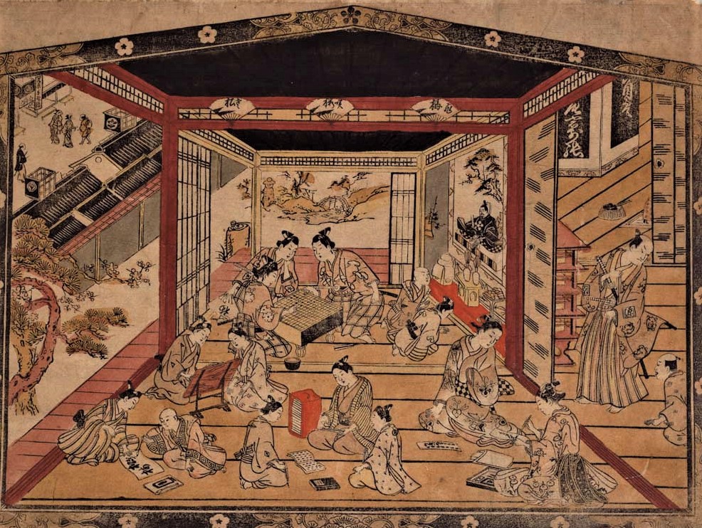 作者不詳 絹本彩色画 江戸期の寺子屋風景画 作者不詳 絹本彩色画 江戸期の寺子屋風景画