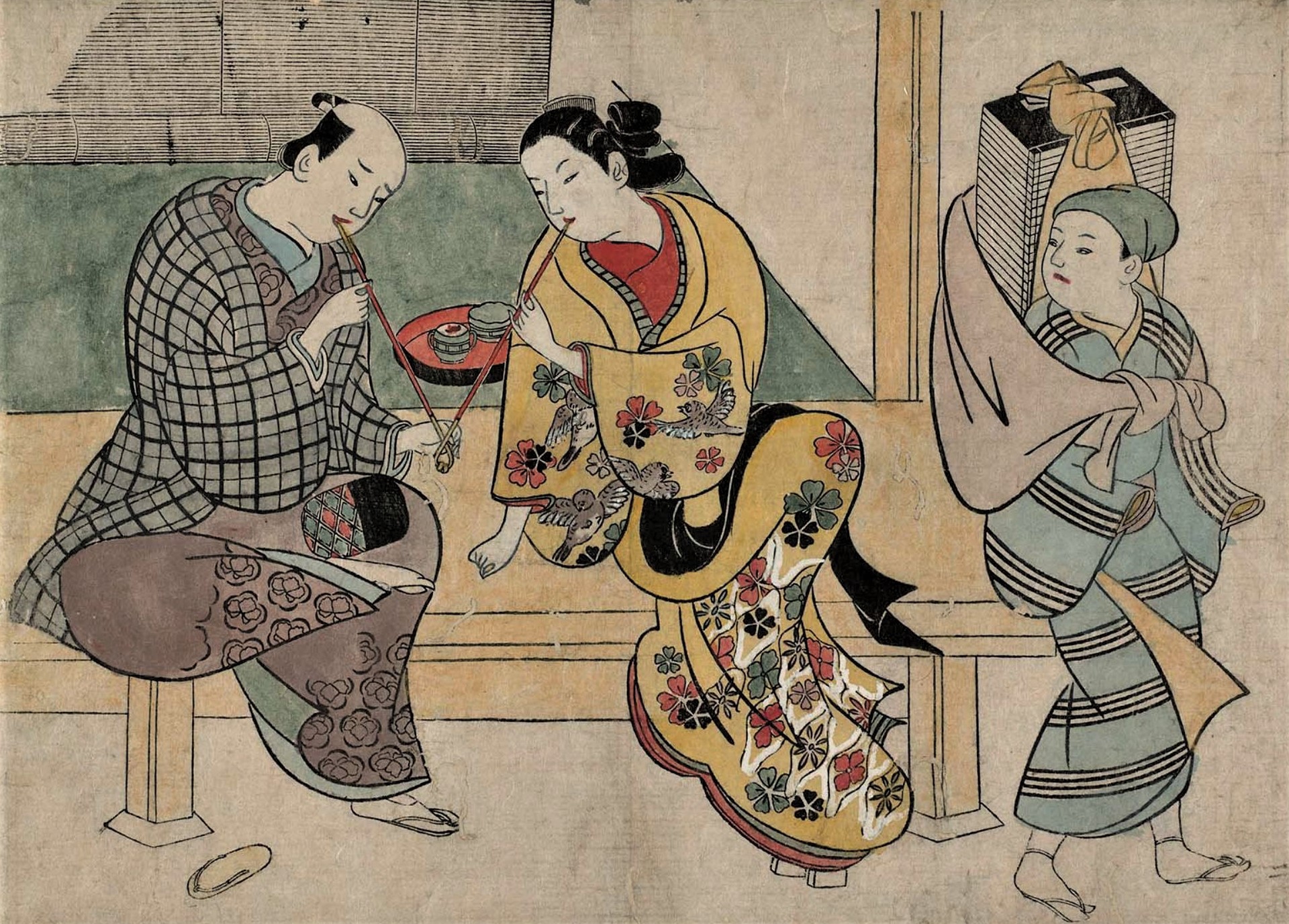 作者不詳 絹本彩色画 江戸期の寺子屋風景画 Asakusa Kinryuzan okuyama hanayashiki | The Landmarks of Edo