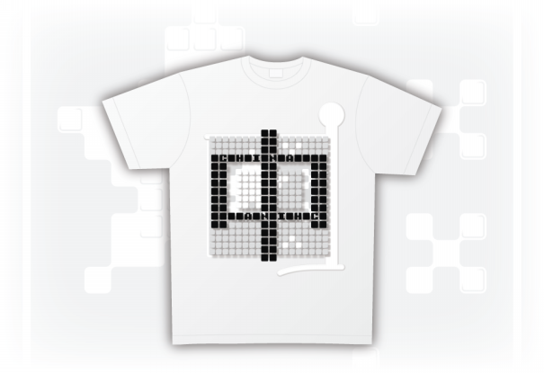 漢字 中 を使った旗のようなモノクロデザインtシャツ おりでざ工房