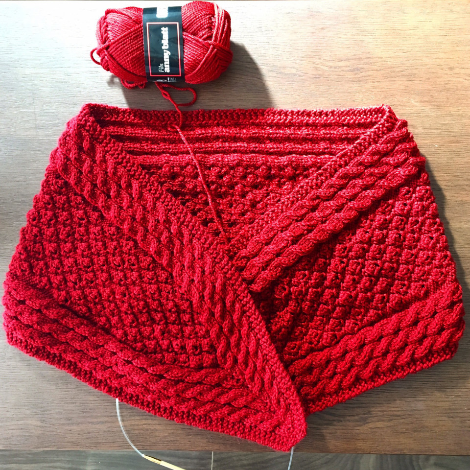 赤いマフラーを編む Acho Knit Slowlife