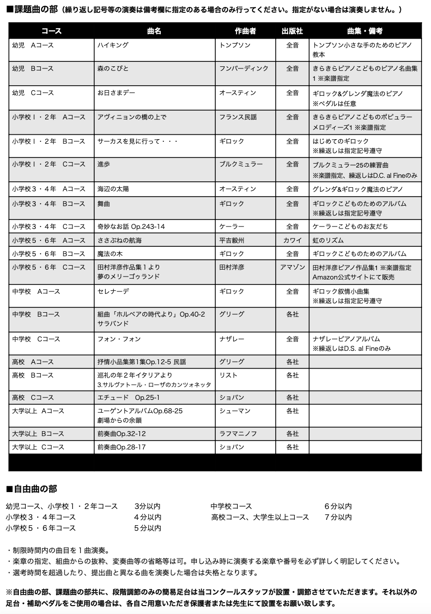 課題曲 日本ミューズ音楽コンクール