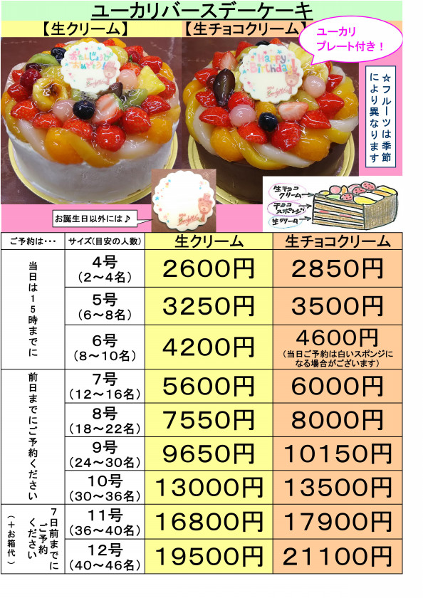 お誕生日ケーキ 菓樹工房ユーカリプティース