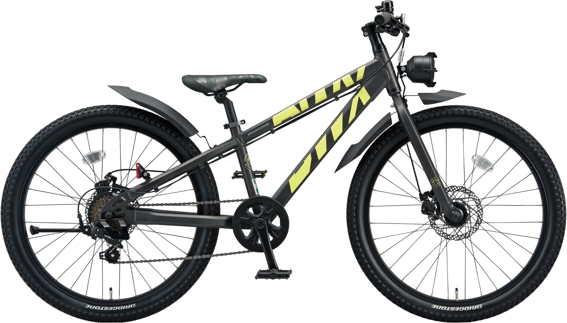 【ブリヂストン】BWX ガンメタ&イエロー　26インチ　ジュニア車 ブリヂストン】BWX ガンメタ&イエロー 26インチ ジュニア車