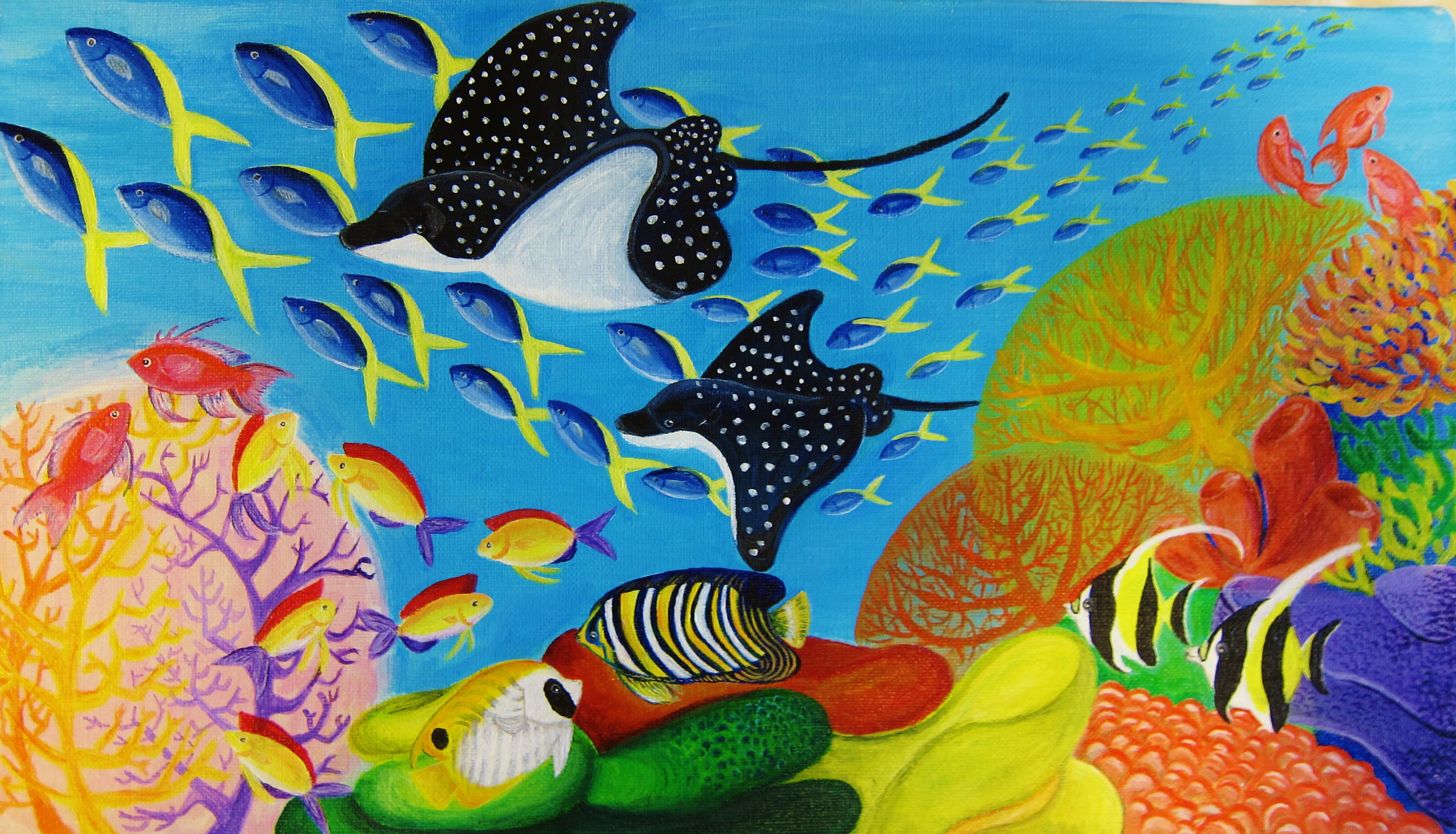 原画】『魚の王様』（海鯛絵画パステル画涼しい青夏）
