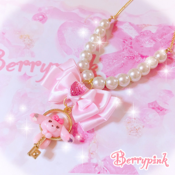 ゆめらびのリボンネックレス Berrypink ベリーピンク