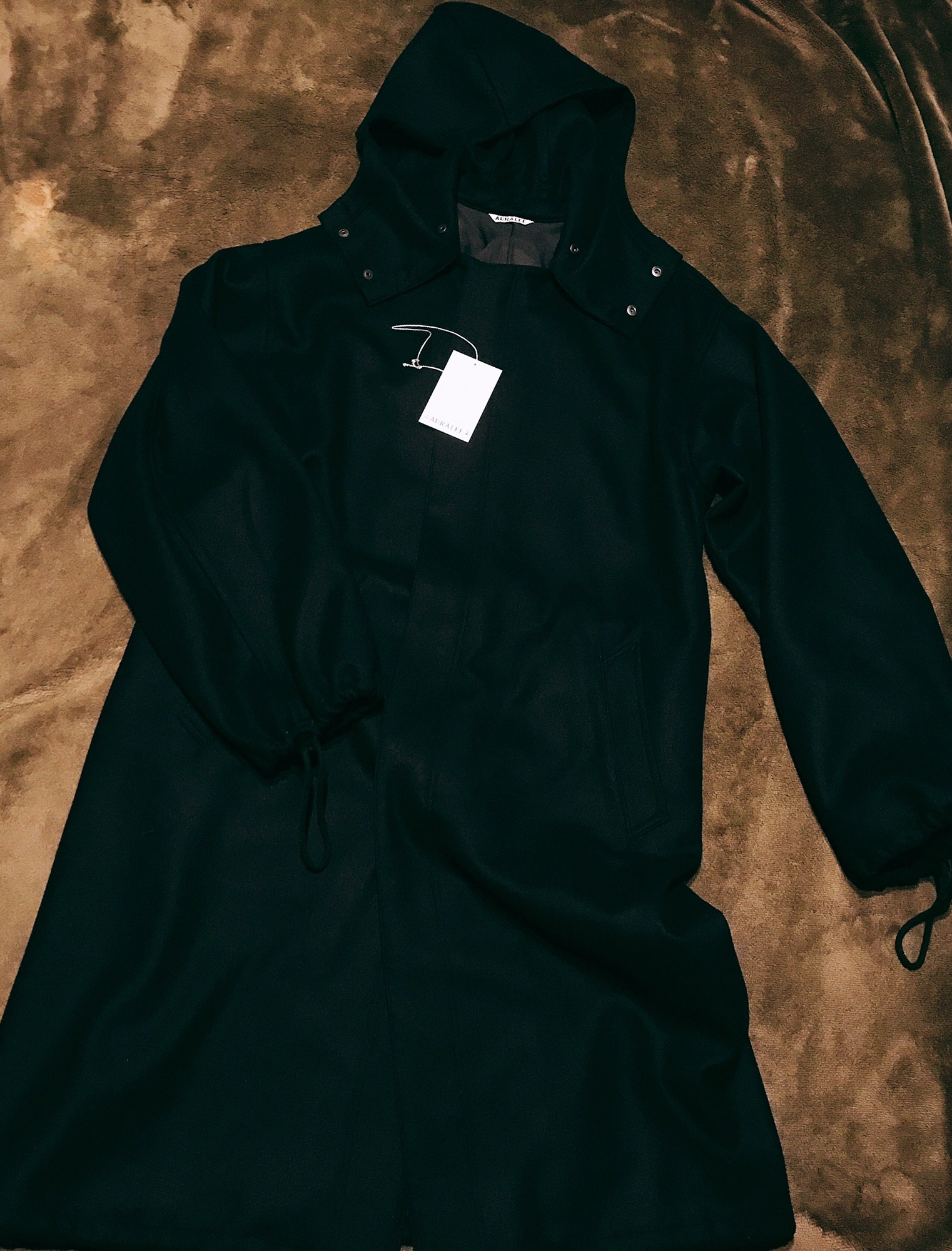 AURALEE LIGHT MELTON LONG HOODED COAT 