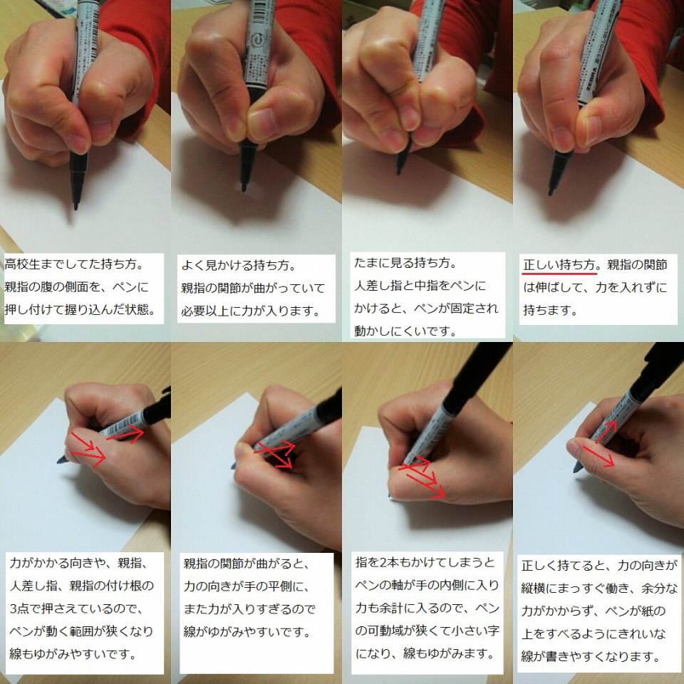 ペンの持ち方による字の違い 忙しい女性にも習える書道を目指して