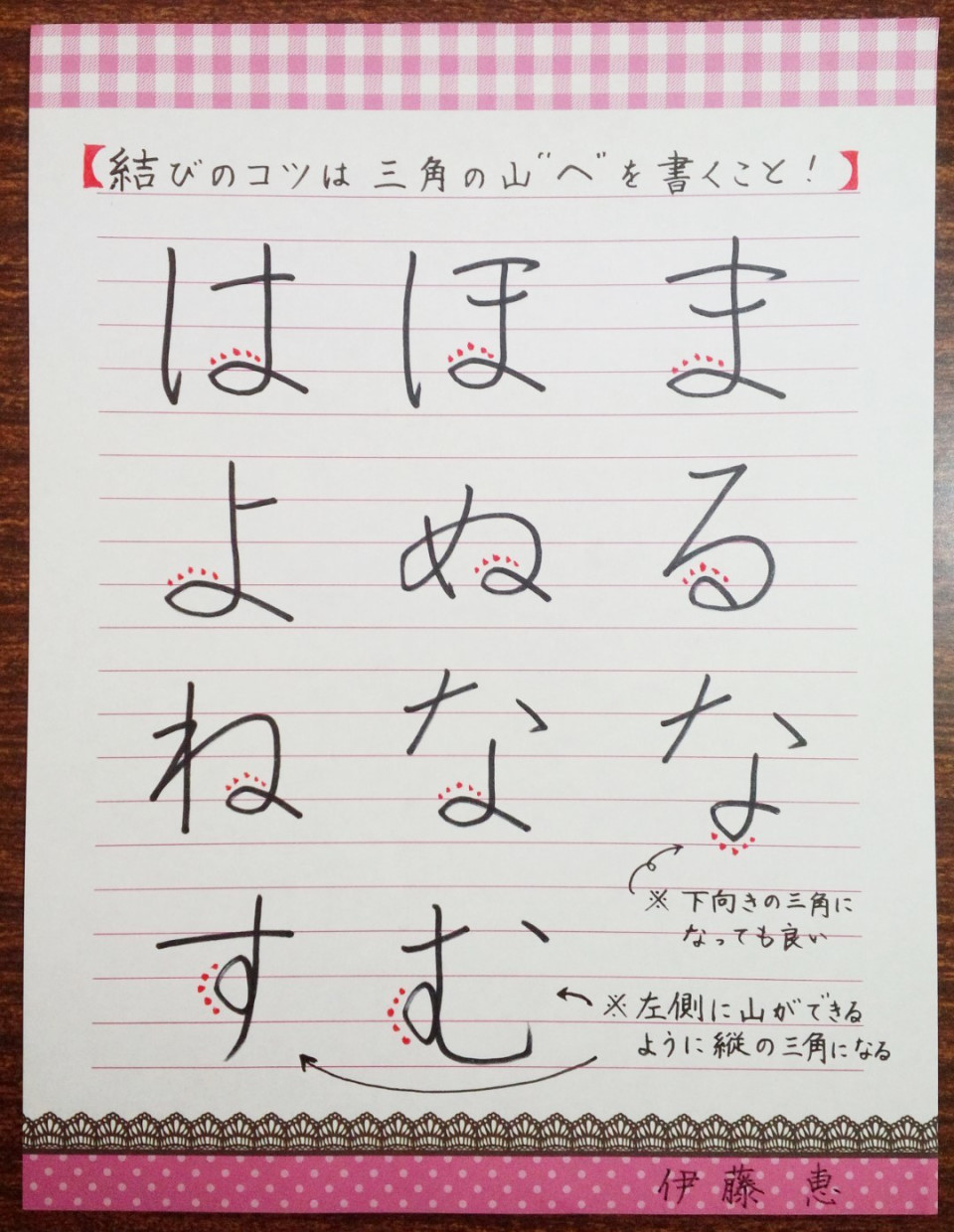 字の書き方 結びを書くコツ ひらがな 忙しい女性にも習える書道を目指して