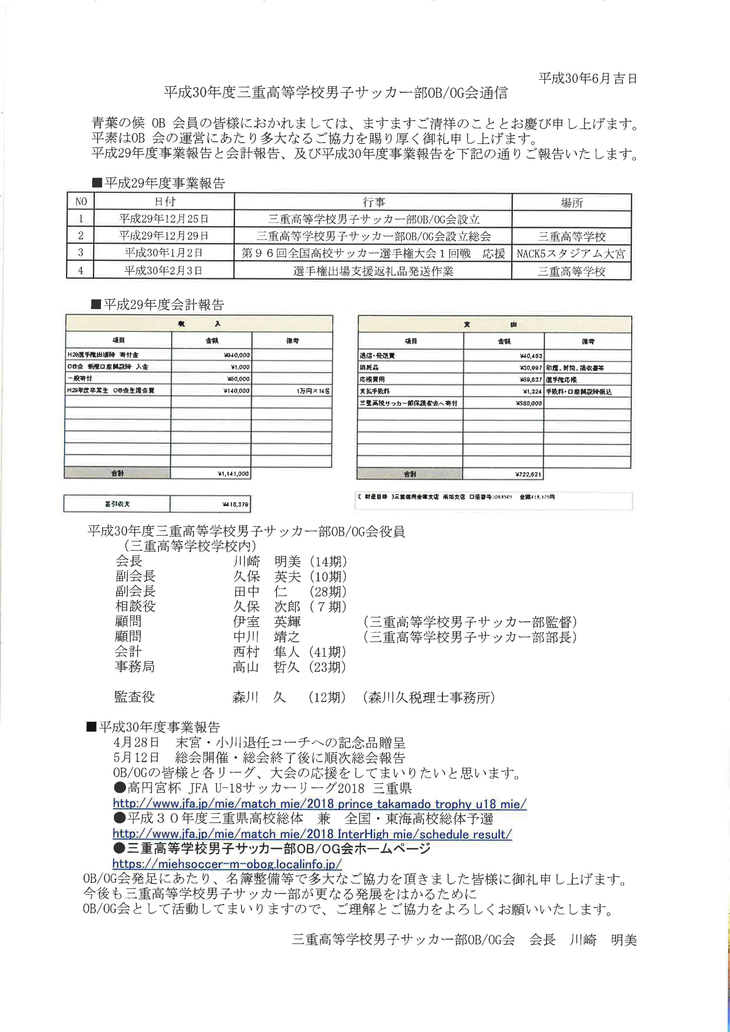 平成30年度全国高等学校総合体育大会 （インターハイ）出場に伴う寄付金募集のお願い | 三重高等学校サッカー部 男子OB/OG会