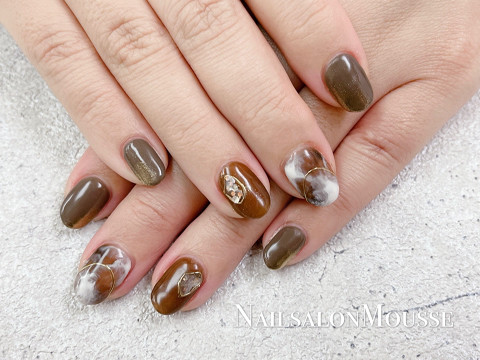 お洒落なニュアンスネイル 青梅市ネイルサロン Nailsalon Mousse