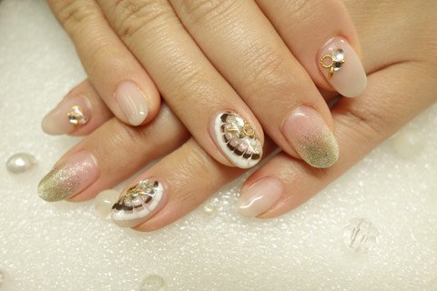 エッジの効いたダイナミックピーコックネイル 青梅市ネイルサロン Nailsalon Mousse