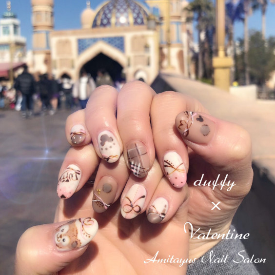 ダッフィー バレンタインネイル あみたーゆnailsalon