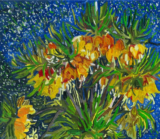 銅の花瓶のアミガサユリ | 模写絵師つね吉八卦鏡