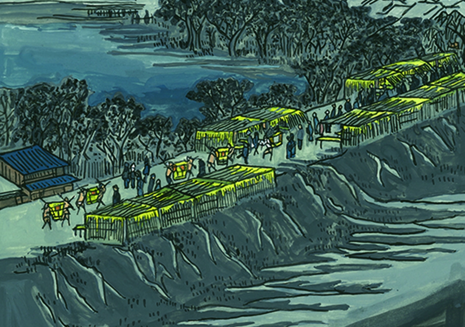 よし原日本堤 ーよしわらにほんづつみー | 模写絵師つね吉八卦鏡