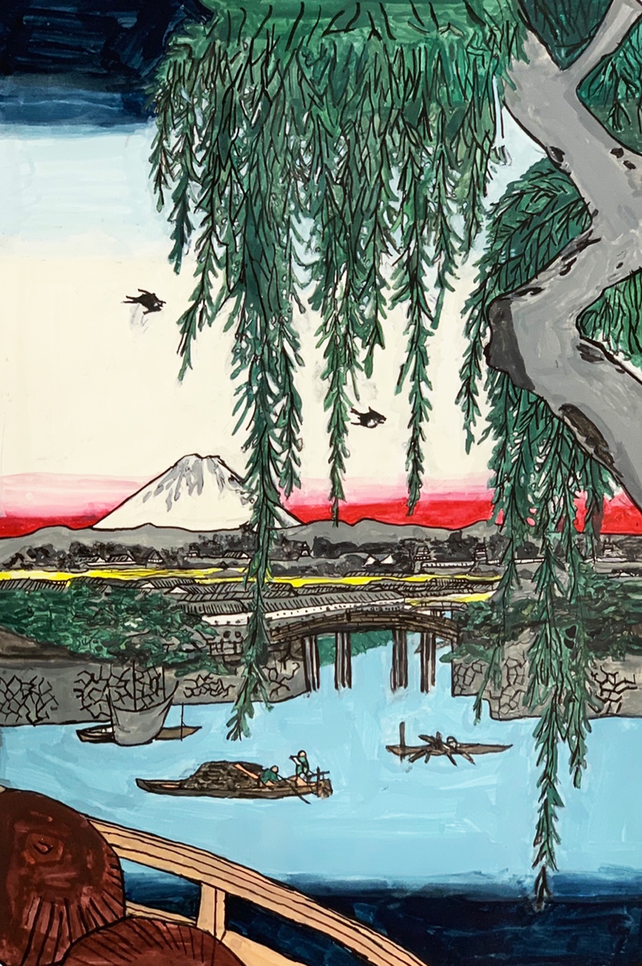 八ツ見のはし ーやつみのはしー 模写絵師つね吉八卦鏡