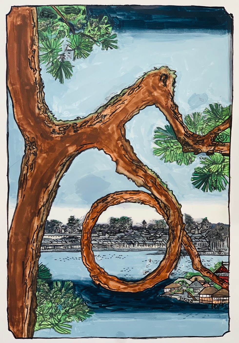 上野山内月のまつ ーうえのさんないつきのまつー | 模写絵師つね吉八卦鏡