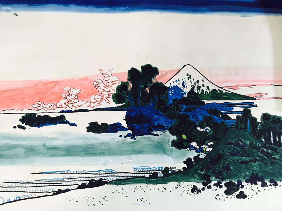 水彩画で摸写　葛飾北斎　神奈川沖浪裏 水彩画で摸写葛飾北斎神奈川沖浪裏