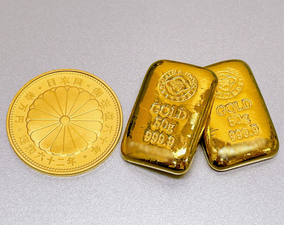 10万円プルーフ金貨、井島貴金属純金インゴット100g(50×2)お買取させて 