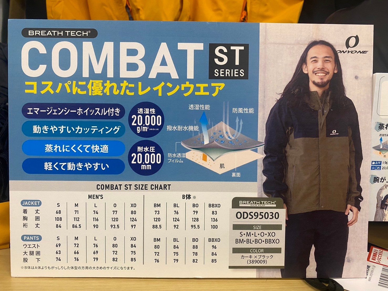 オンヨネ 23春夏 Men’s COMBAT RAIN JACKET(コンバット レイン ジャケット)メンズ BO 056009(レッドxブラック)
