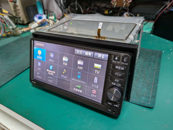 NVF-1038ZY、NSZP-W64D、故障、分解、修理。タッチパネル右上位置ずれ 