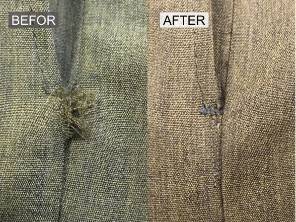 スラックスの脇ポケット口の破れ修理 Masizin マシジン ジーンズリペアやリブ交換 厚物縫製が得意な洋服お直し屋です