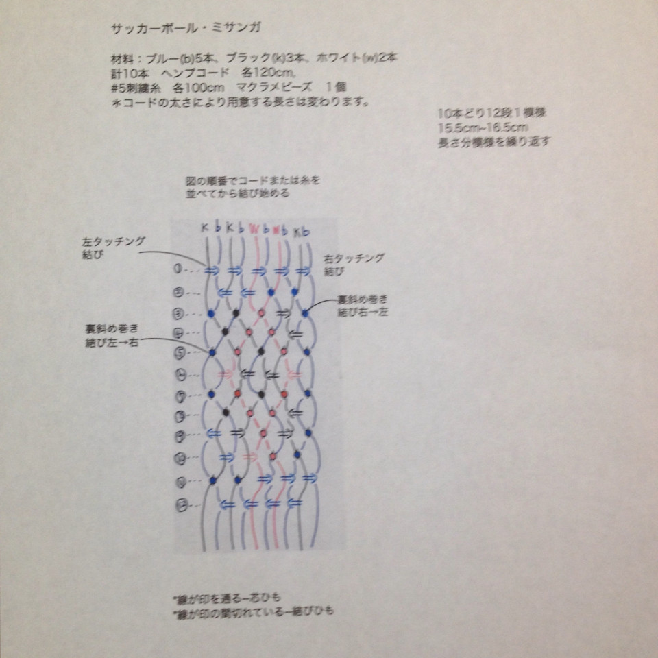 サッカーミサンガのレシピ Kaoru Chiko Asian Knotting