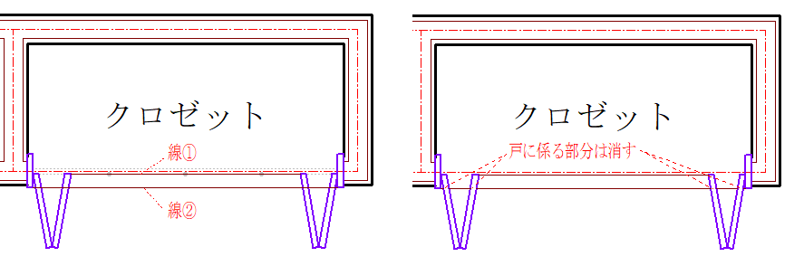 平０９ 建具入力1 ドア 物入 両開き戸 クロゼット 片引き戸 Sankiue 建築ｃａｄ検定2級のお勉強