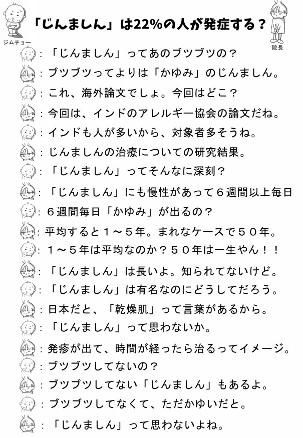 じんましん の平均的な期間は１年 ５年 インドのじんましんレポートを読んで かゆみ コラム 愛知県春日井市 みやこ内科クリニック