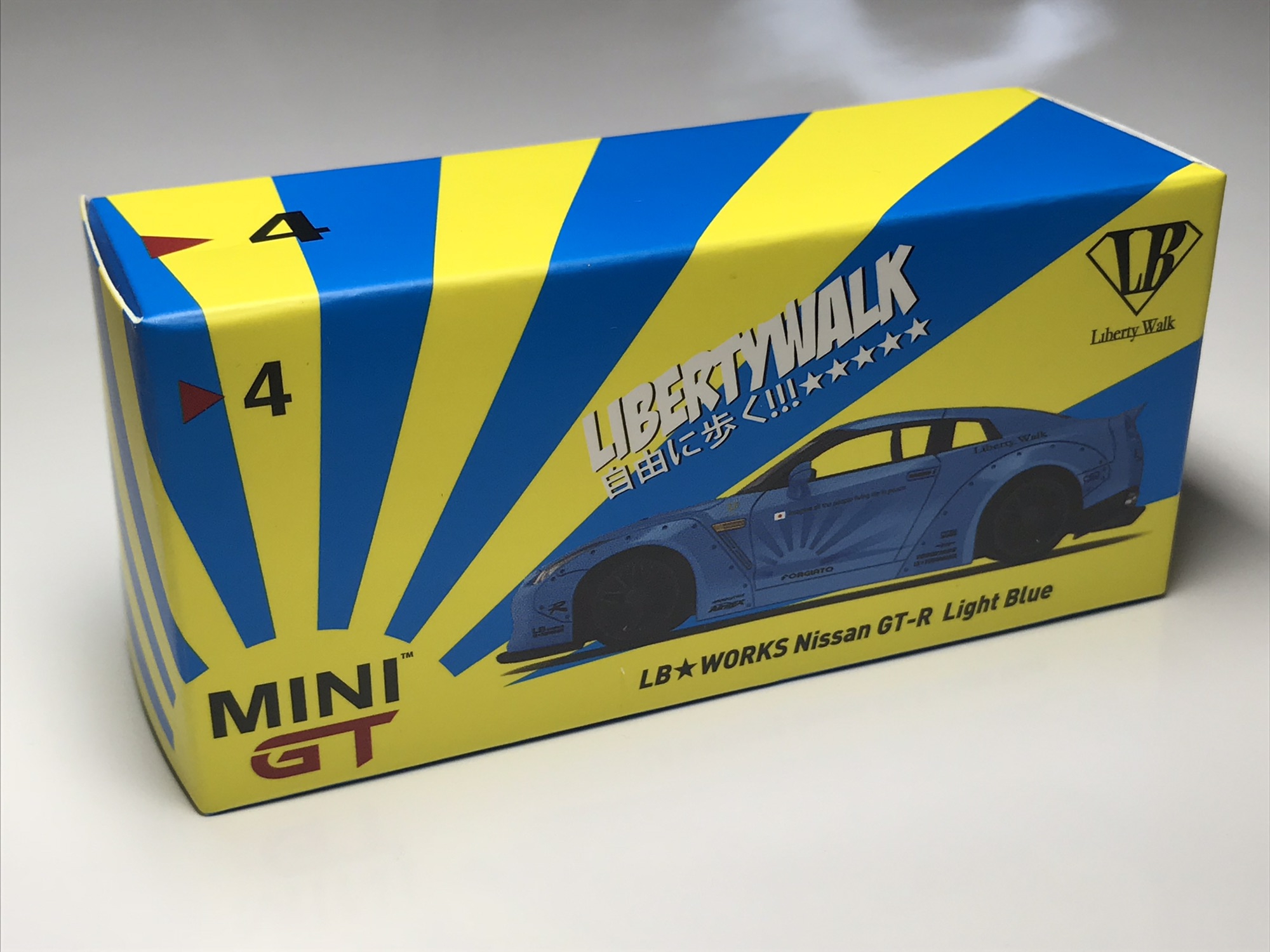 ミニカー MINI GT  LBWORKS Nissan GT-R LightBlue MINI GT 4 LB WORKS Nissan GT-R (R35) Light Blue Type 1, Rear