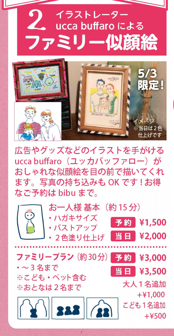 ワークショップフェスティバル目玉企画 Uccaのファミリー似顔絵 アートとデザインの教室 Bibu