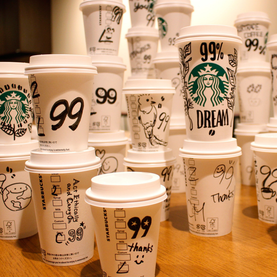 カップに書かれた 99 の舞台裏 Starbucks Coffee Japan