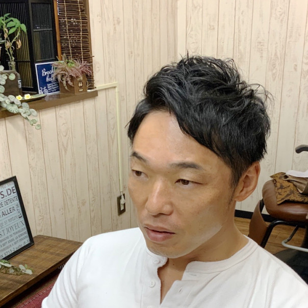 行徳美容室メンズカットスタイル アップバング 行徳美容院 美容室flipsidesalon