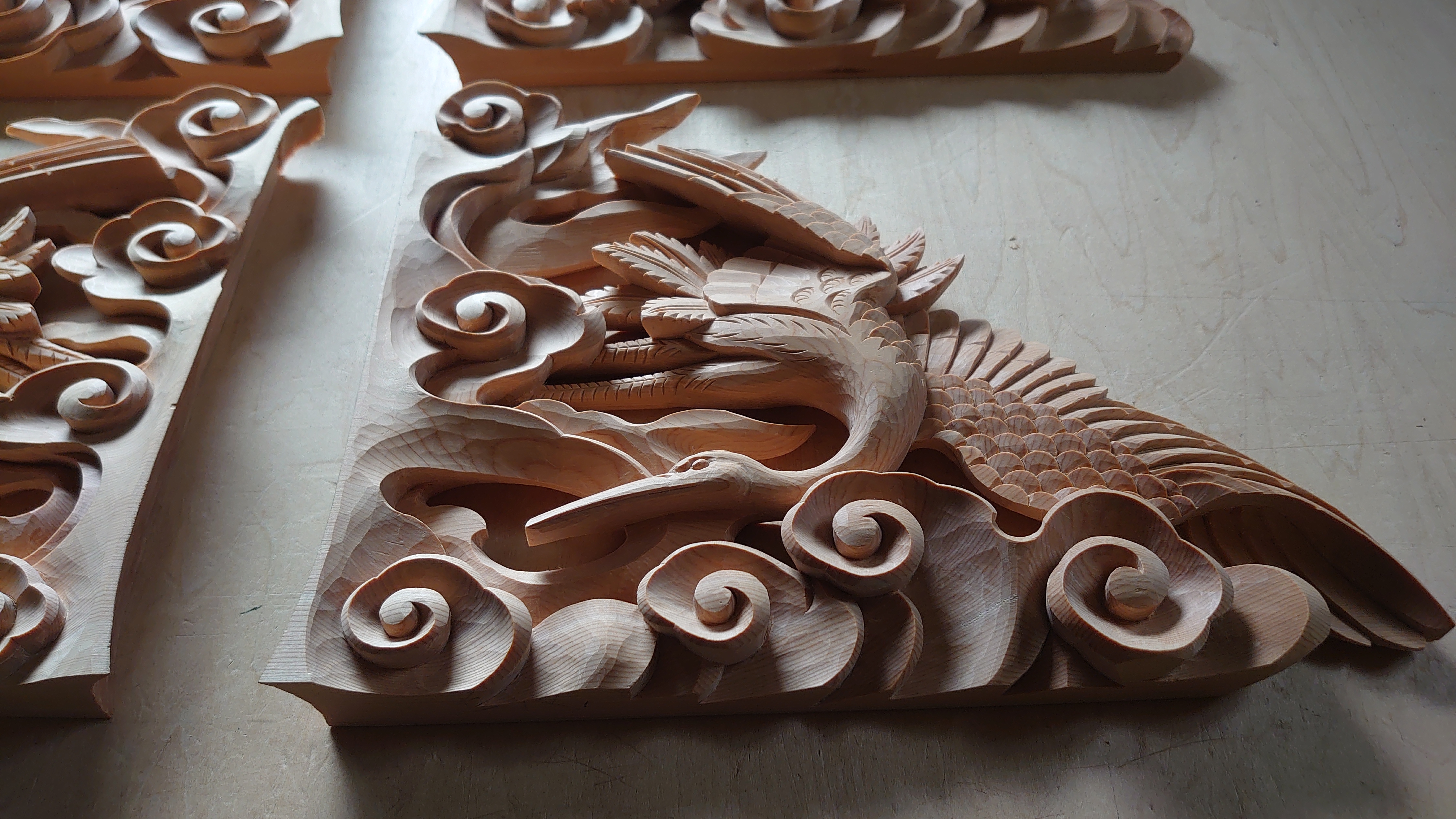 笈形、神社彫刻、雲鶴 | 木彫りの里上丹生 森彫刻所