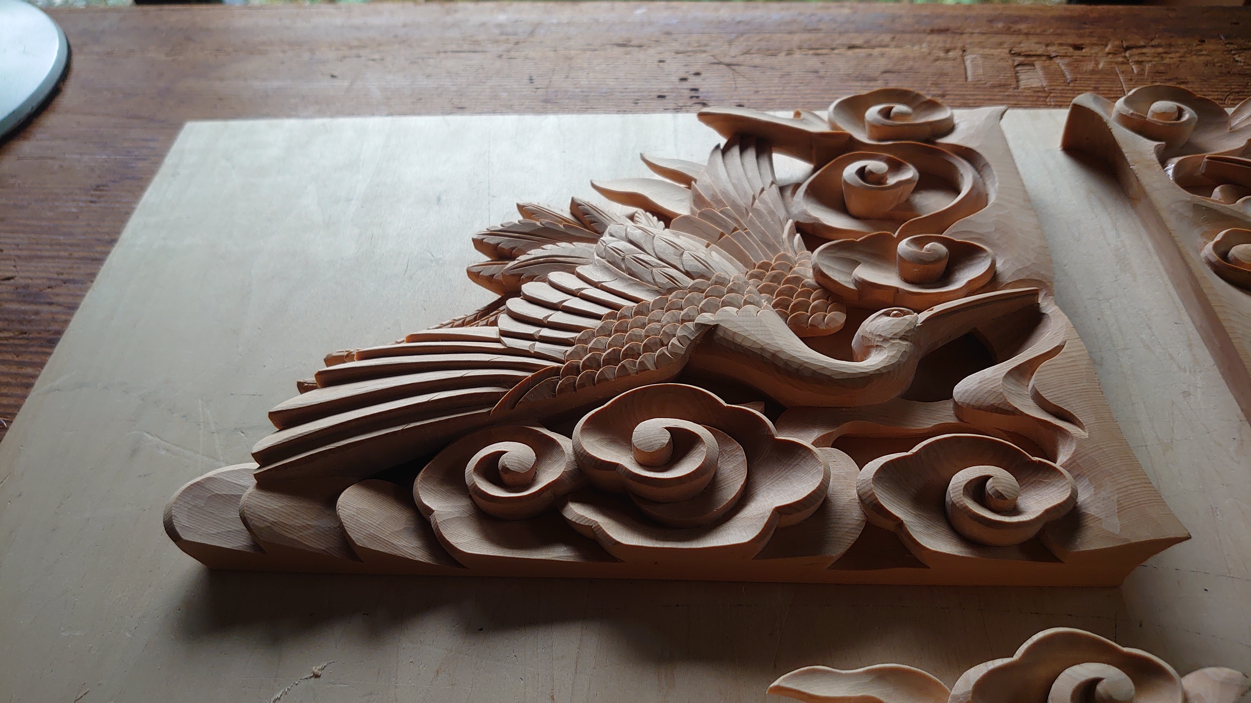 笈形、神社彫刻、雲鶴 | 木彫りの里上丹生 森彫刻所