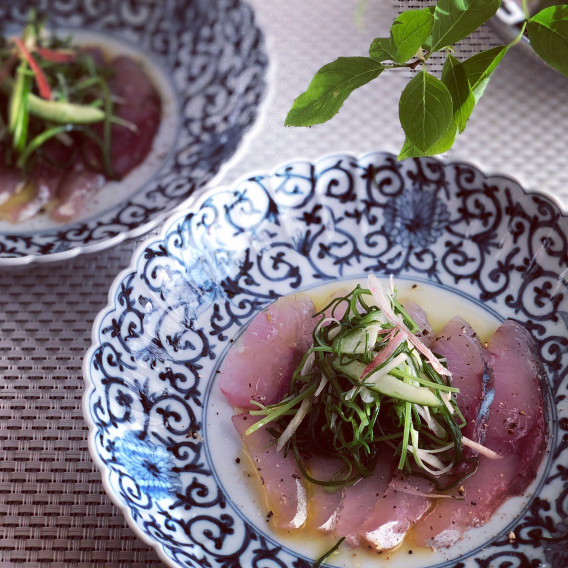 イナダとおかひじきのカルパッチョ 小さなお料理サロン La Maison Du Chene