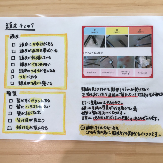 頭皮のチェック表 It Hair Design