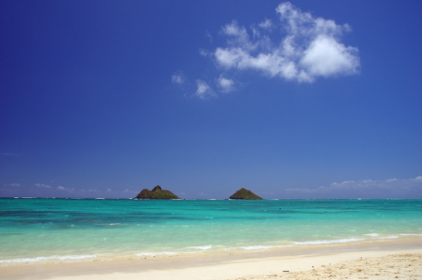 天国の海 ラニカイビーチ ハワイのおしゃれなウェディングフォト