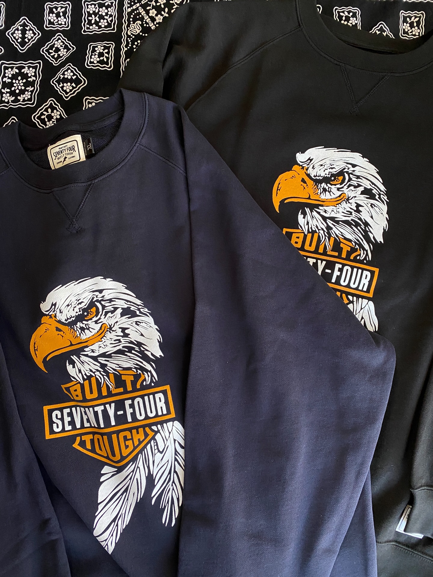 70s 半袖スウェット USA製 ROCKFORD BANDS フロッキー L SEVENTY FOUR 26SS CREW NECK SWEAT SHIRT (EAGLE FACE)発売開始
