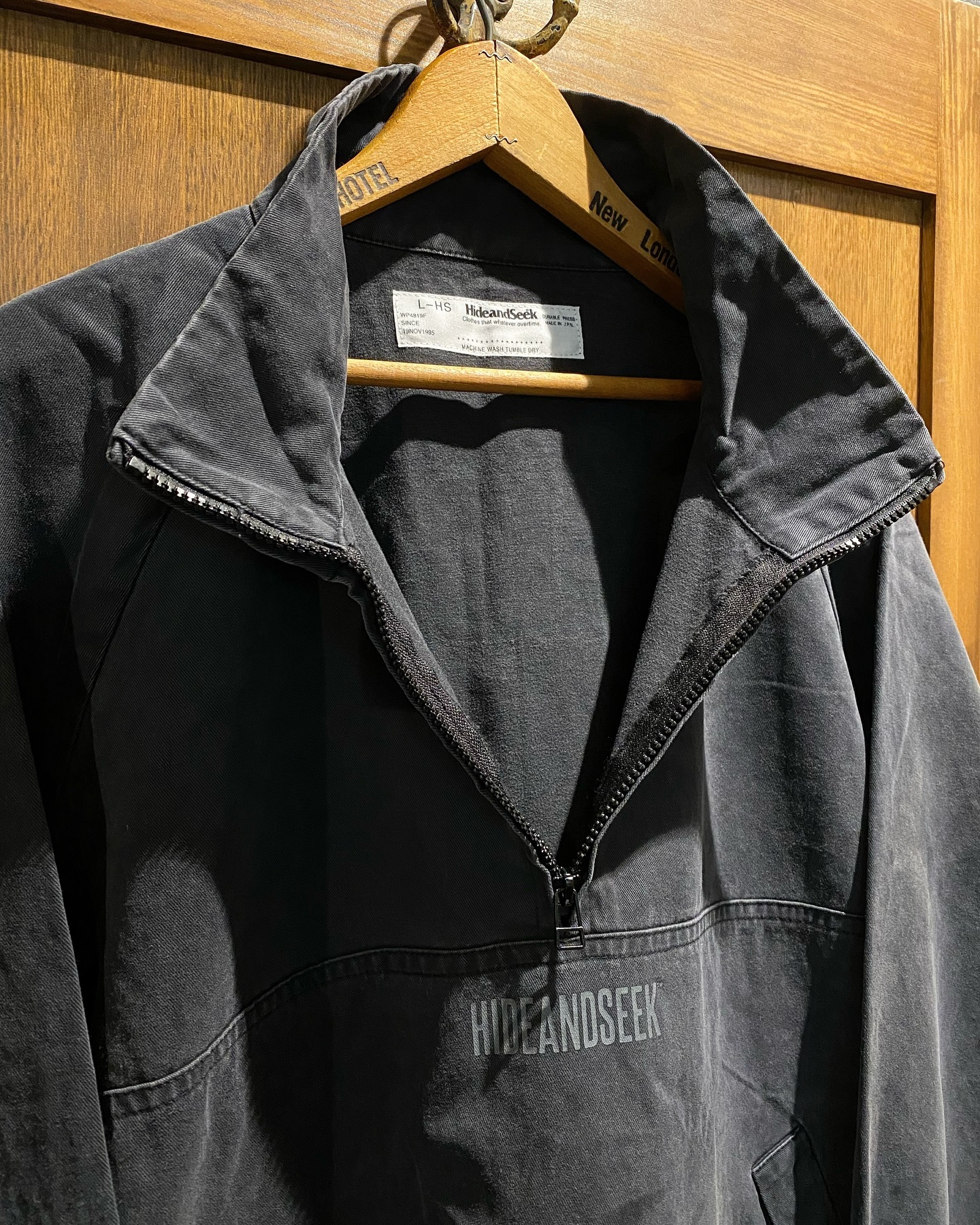 ハイドアンドシーク　24AW ジャケット(Pigment Dye) HIDE AND SEEK】Zip Work Jacket(24aw) -BLACK (ハイドアンドシーク