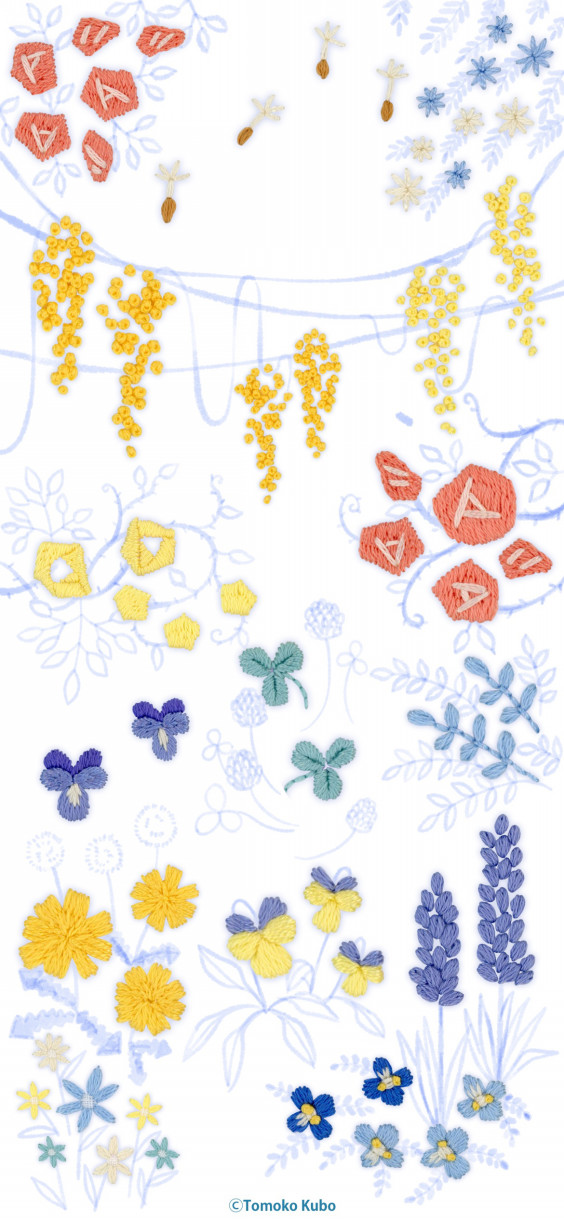 4月のスマホ壁紙を作りました Tomoko Kubo S Embroidery