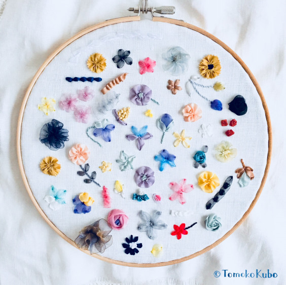 リボン刺繍のline着せかえ Tomoko Kubo S Embroidery
