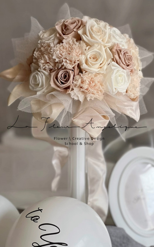 チュールとフランスリボンが可愛いブーケ | La Fleur Angelique
