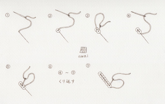 スパンコールの縫い方 ラインステッチ Awai