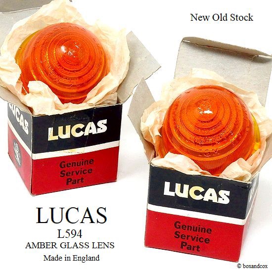 LUCAS L594 AMBER GLASS LENS/ルーカス パークランプ ガラスレンズ アンバー オレンジ デッドストック BOXセット ...