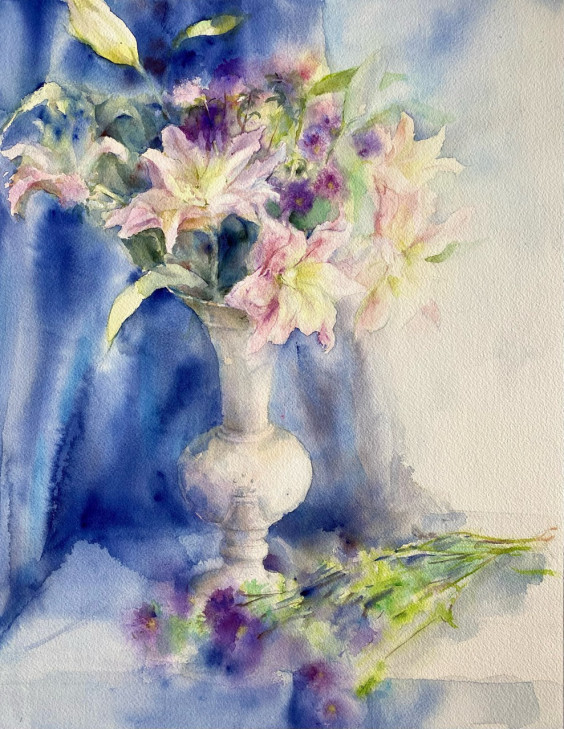 水彩画 野の花 うえ サツ子