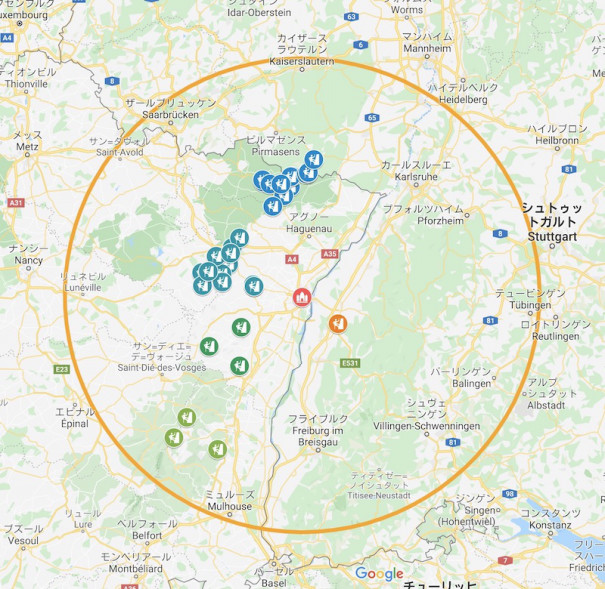 フランス ストラスブールから 100km ってどこまで 簡単に Google マップを使って地図に円 同心円 を描く方法 Les Falaises De Gres フランス ストラスブールから 100km ってどこまで 簡単に Google マップを使って地図に円 同心円 を描く方法 Les Falaises De Gres
