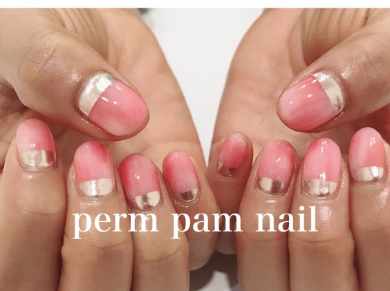 根元ミラーデザイン 新横浜ネイルサロン パームパムネイル Permpam Nail