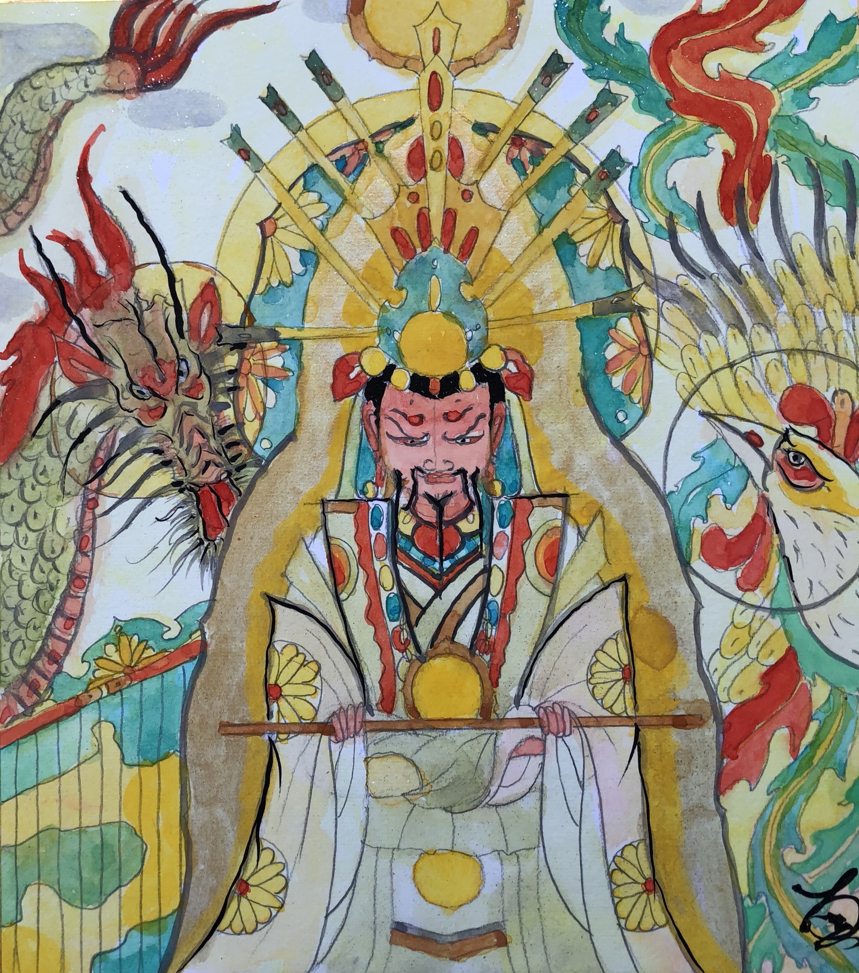 色紙 猿田彦大神 原画 お授けいたします！ | 仏画師 南法聖観の世界